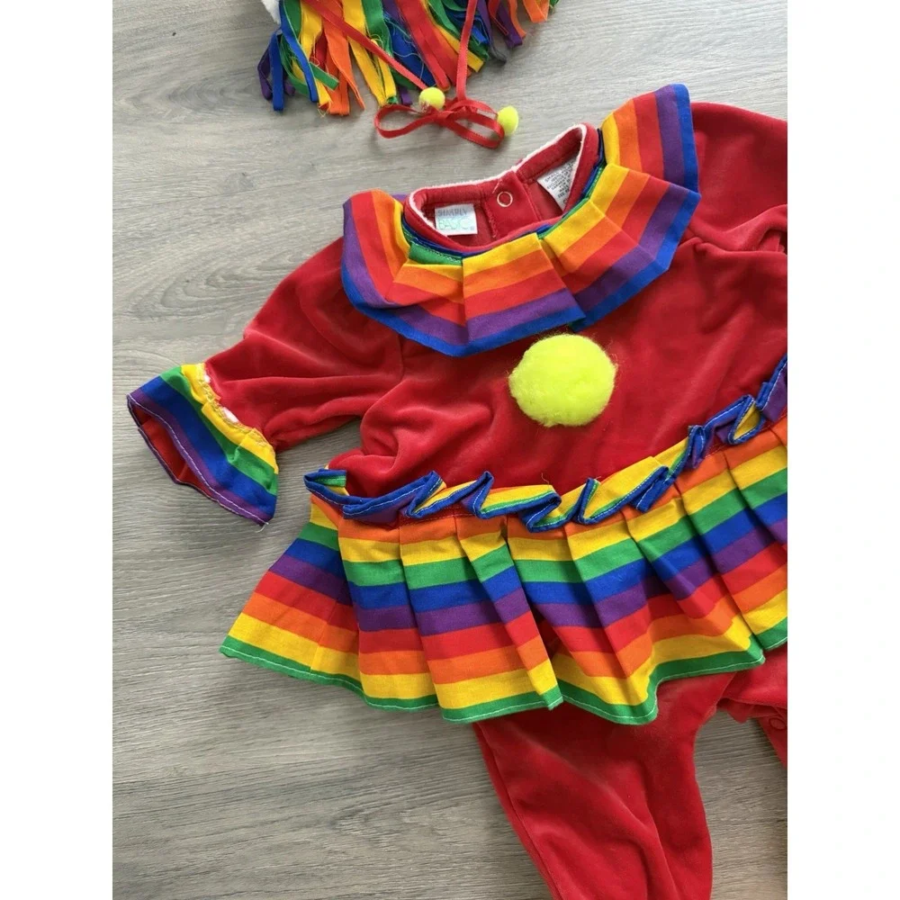 Vintage Simply Basic Infant Rainbow Colorful Clown Halloween Costume Size 0-3 M